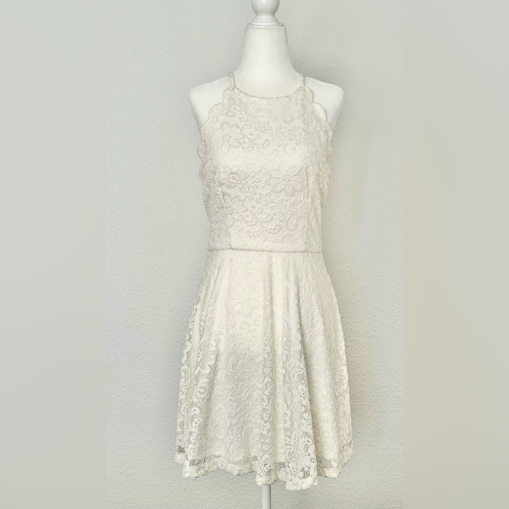 Juniors' IZ Byer Scalloped Armhole Cutaway Neck Fit & Flare Dress